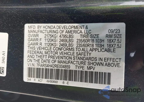 2024 Honda Cr-V Ex Awd from USA, damaged, VIN 7FARS4H42RE004859